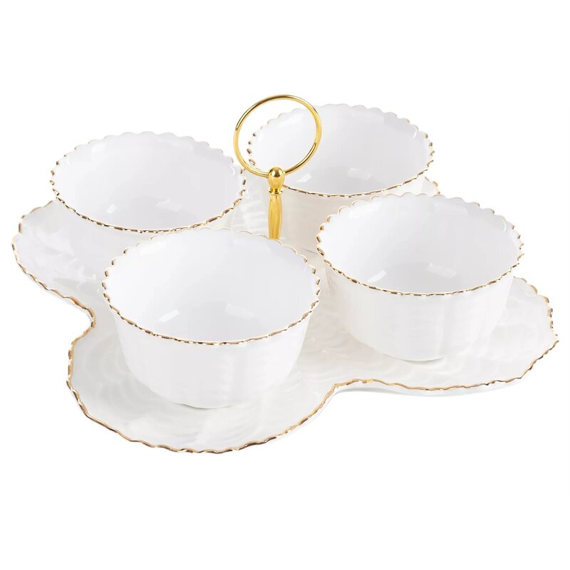 Patera EUROFIRANY Gaia 24 x 24 x 7 cm Kremowo-złoty