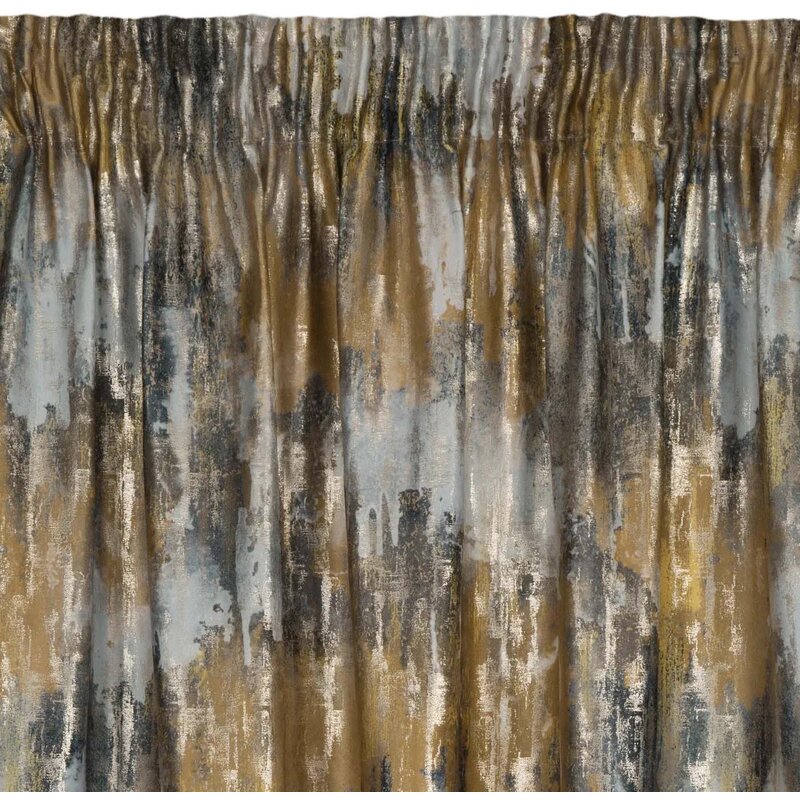 Zasłona EUROFIRANY Tina 140 x 270 cm Musztardowo-srebrny