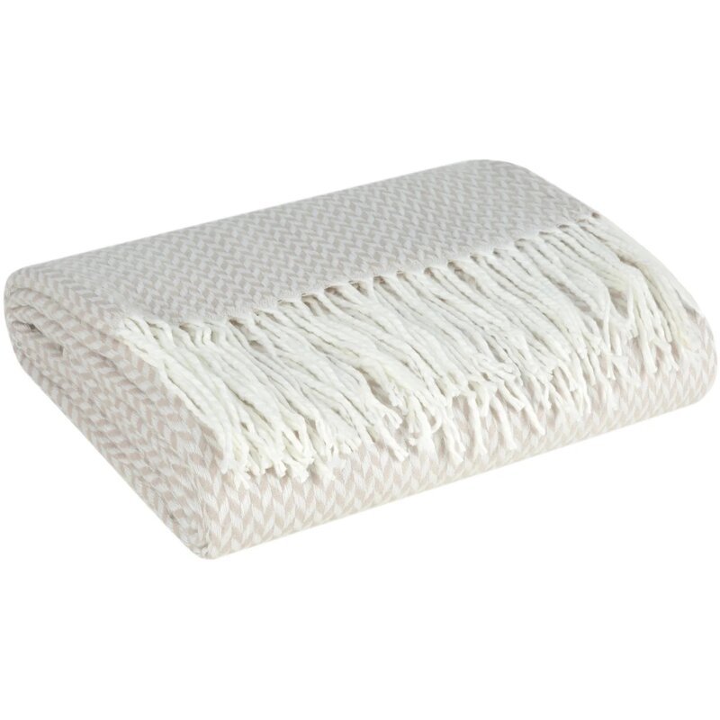 Koc EUROFIRANY Akryl 3 130 x 170 cm Biało-beżowy