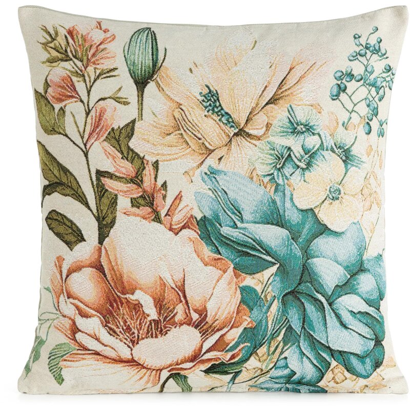 Poszewka EUROFIRANY Gobelin 10 45 x 45 cm Kremowy