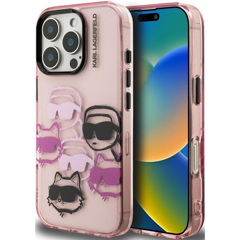 Etui KARL LAGERFELD Iml Multi K&C Head Pattern do Apple iPhone 16 Pro Różowy