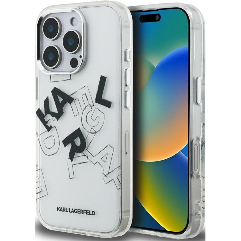 Etui KARL LAGERFELD Iml Sketched Graphic do Apple iPhone 16 Pro Przezroczysty