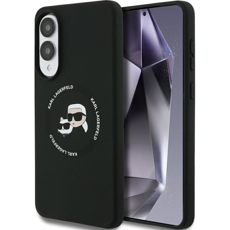 Etui KARL LAGERFELD Silicone Double Heads And Circle MagSafe do Samsung Galaxy S25 Edge Czarny