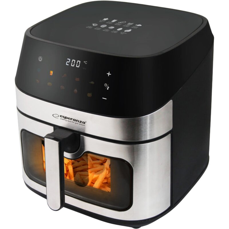 Air Fryer Frytkownica beztłuszczowa ESPERANZA Patate Al Forno 8l z 10 automatycznymi programami i okienkiem do obserwacji postępów gotowania