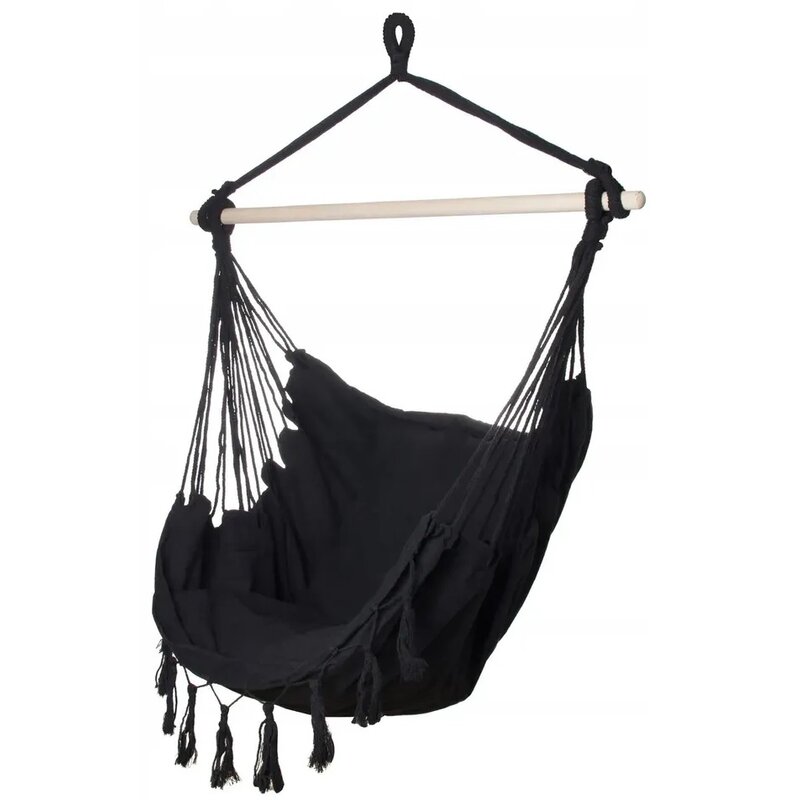 Fotel hamakowy podwieszany BLACK FOREST EX.25296 100 x 130 cm Czarny