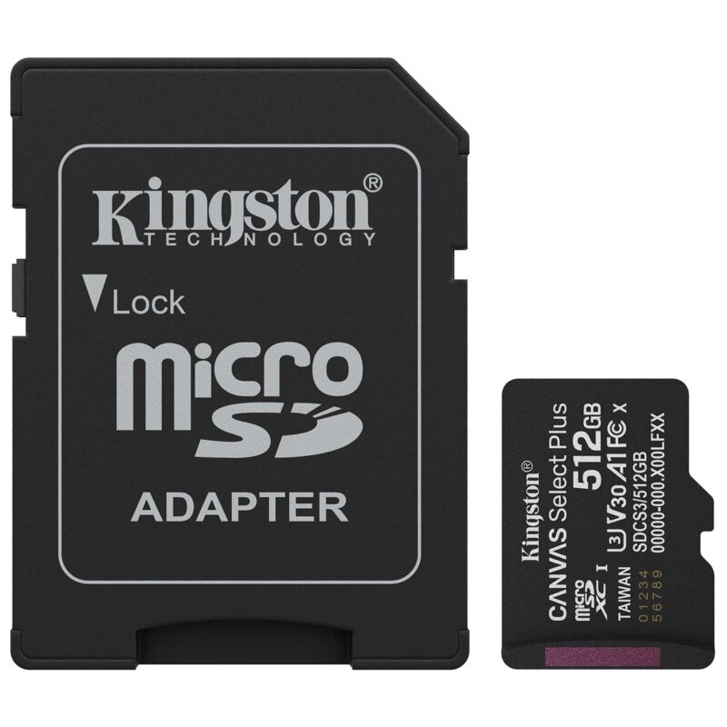 Karta pamięci KINGSTON microSDXC Canvas Select Plus Gen3 512GB + Adapter