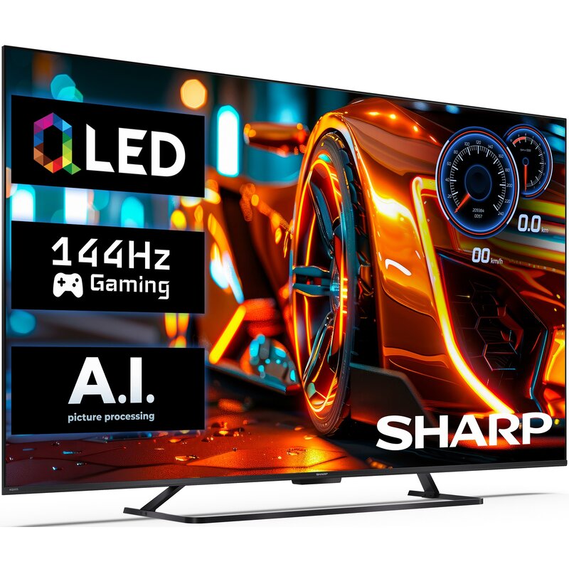 Sharp 65HR7765E QLED 4K 144Hz Google TV Funkcje AI Dolby Vision IQ Dolby Atmos DTS-X HDMI 2.1 DVB-T2