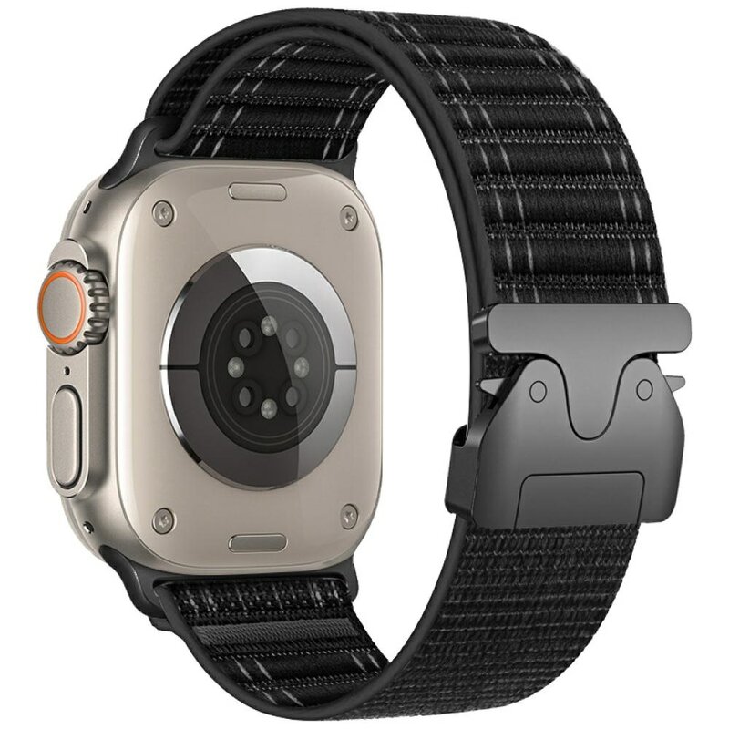 Pasek BELINE Woven Nylon Diagonal Style Parachute do Apple Watch do koperty 42/44/45/49mm Czarny