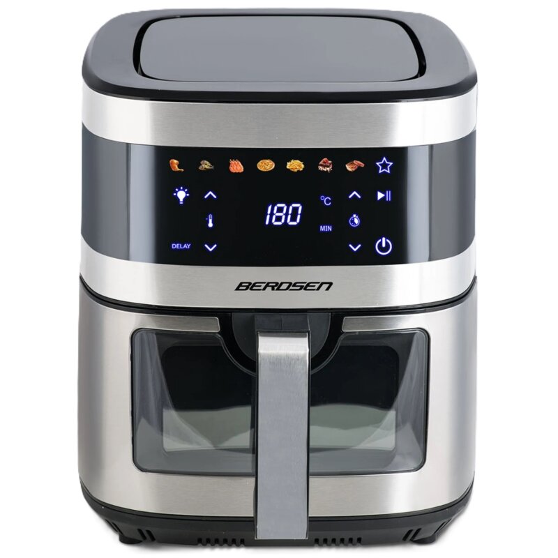 Air Fryer Frytkownica beztłuszczowa BERDSEN BD-656 9.1l 7 gotowych programów Srebrny