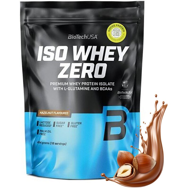 Odżywka białkowa BIOTECH Iso Whey Zero Orzech laskowy (454 g) Bez cukru