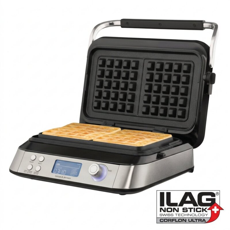 Gofrownica GÖTZE & JENSEN DW901 1600W LCD 5 trybów pieczenia Powłoka ILAG Corflon Ultra