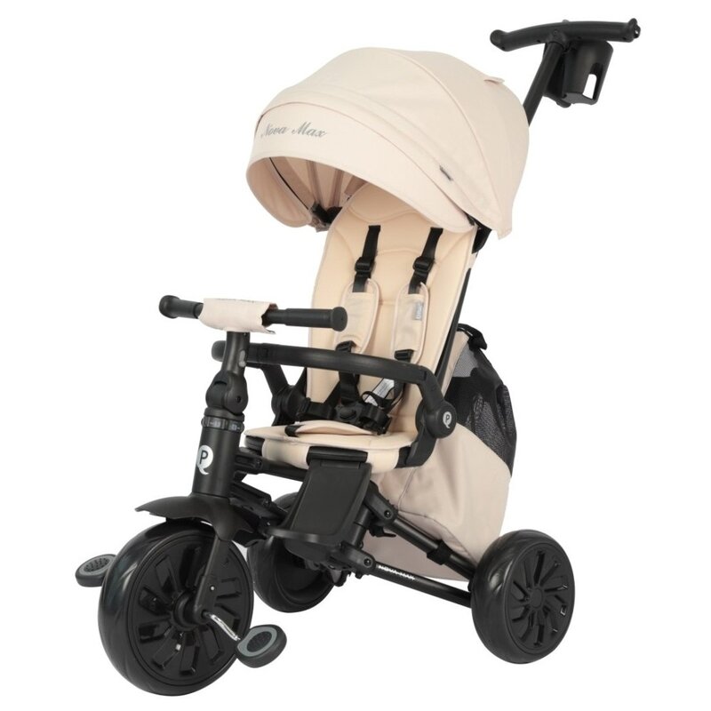Trójkołowiec QPLAY Nova Max Siedzisko 360°, Aluminiowa rama, Wolne koło, Opony EVA Beżowy