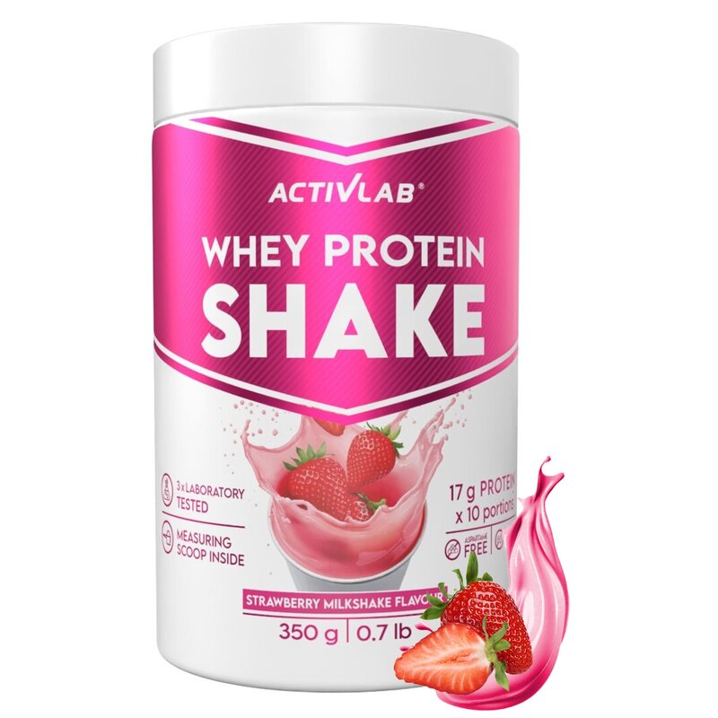Odżywka białkowa ACTIVLAB Whey Protein Shake Truskawkowy Koktajl Mleczny (350 g) Bez cukru