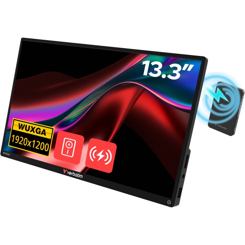 Verbatim 32235/32087 13.3" WUXGA Touch Monitor Alu with Wireless Power Supply Dotykowy Przenośny