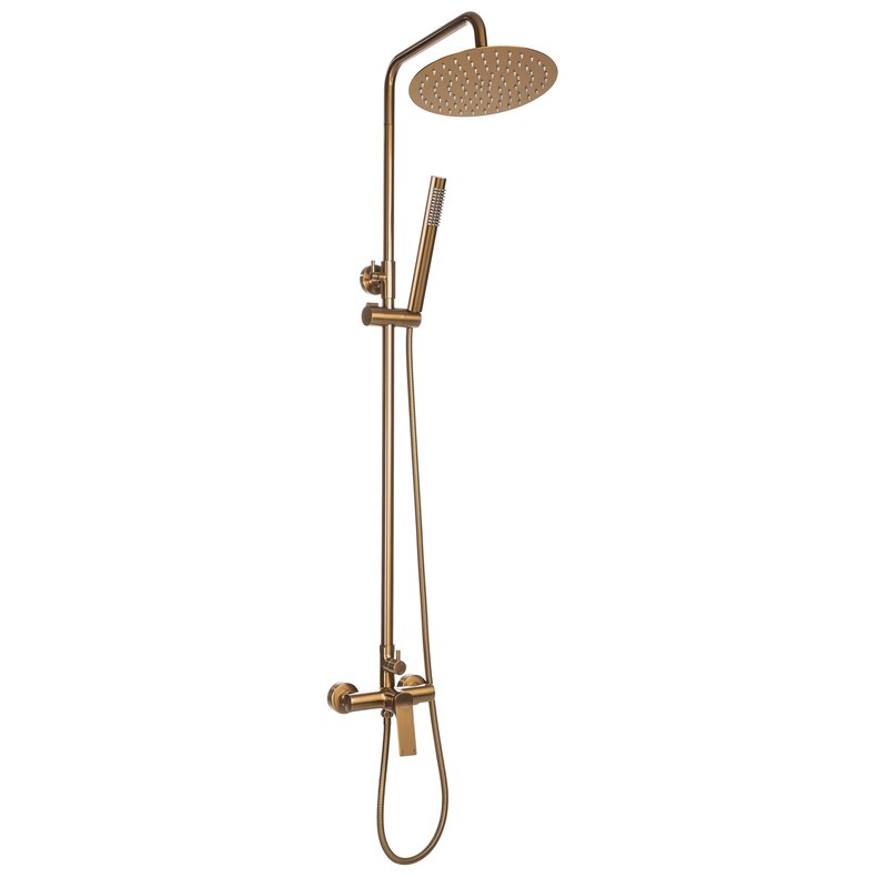Zestaw prysznicowy ścienny INVENA Neri Plus AU-P9-B14-L z deszczownicą Miedziany