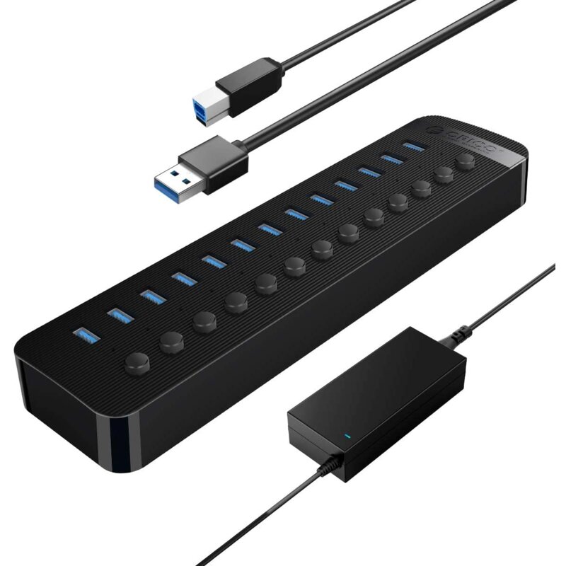 Orico 13x USB-A 3.0 z włącznikami - czarny