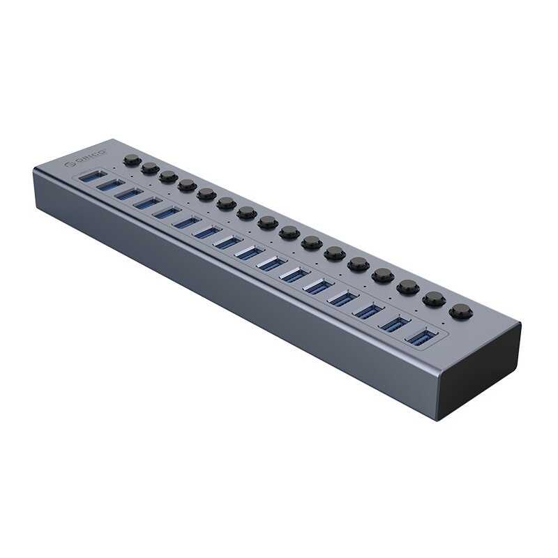Orico 16x USB-A 3.0 z włącznikami - szary