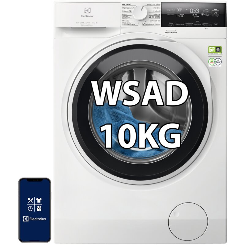 Electrolux 800 UltraCare EW8F3614QP Funkcje AI 10kg 1600obr/min Zdalne sterowanie UniversalDose