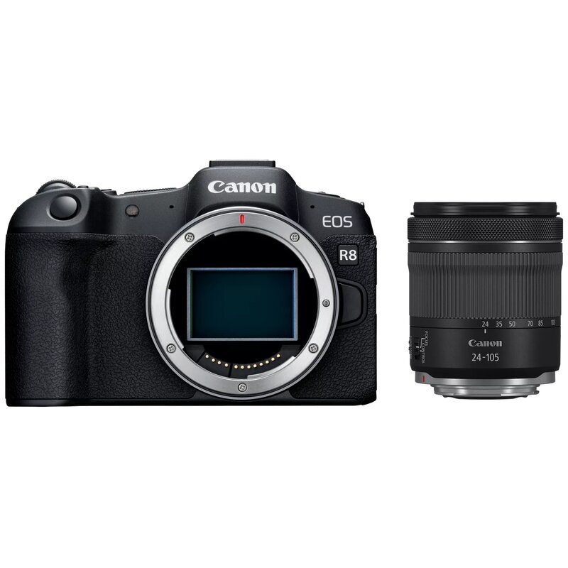 Aparat Canon EOS R8 + RF 24-105mm F/4-7.1 IS STM + dodaj w koszyku mikrofon Canon DM-E1 i kurs szybki start za 1 zł