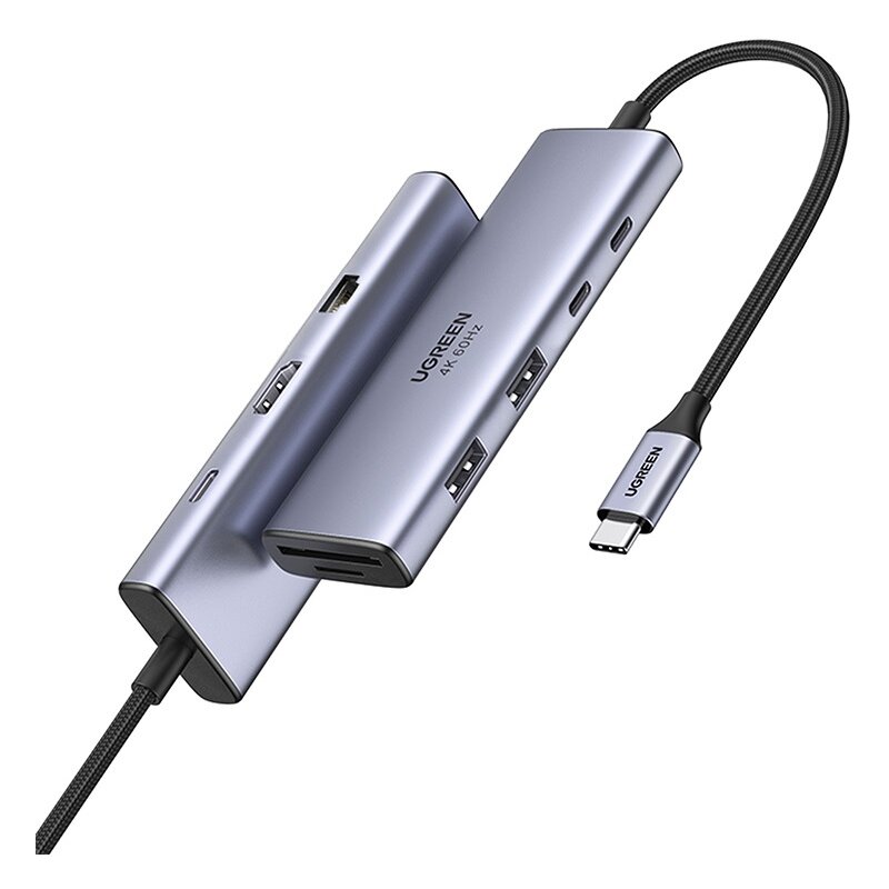 UGREEN Hub USB-C CM498 3x USB HDMI VGA RJ45 SD/TF PD 100W