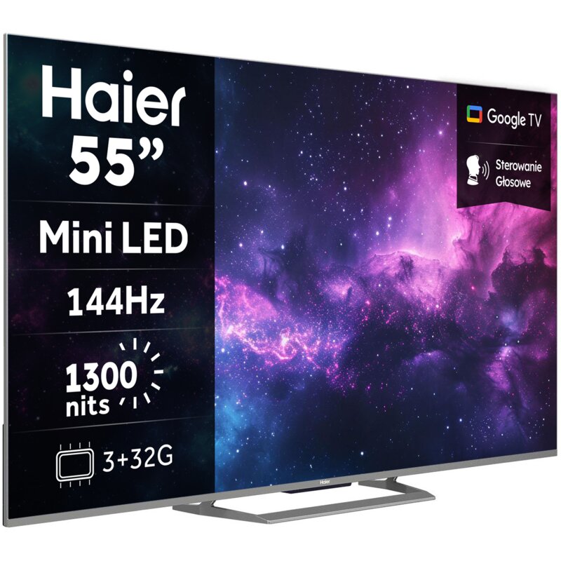 Telewizor HAIER H55M90EUX 55" MiniLED 4K 144Hz VRR Google TV Dolby Vision Dolby Atmos HDMI 2.1