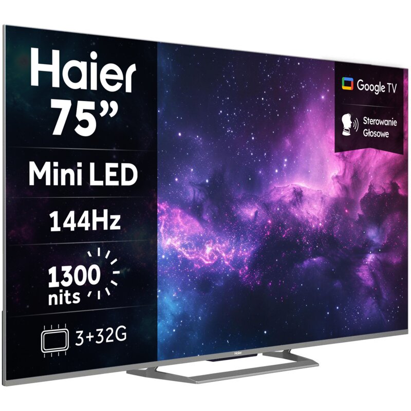 Telewizor HAIER H75M90EUX 75" MiniLED 4K 144Hz VRR Google TV Dolby Vision Dolby Atmos HDMI 2.1