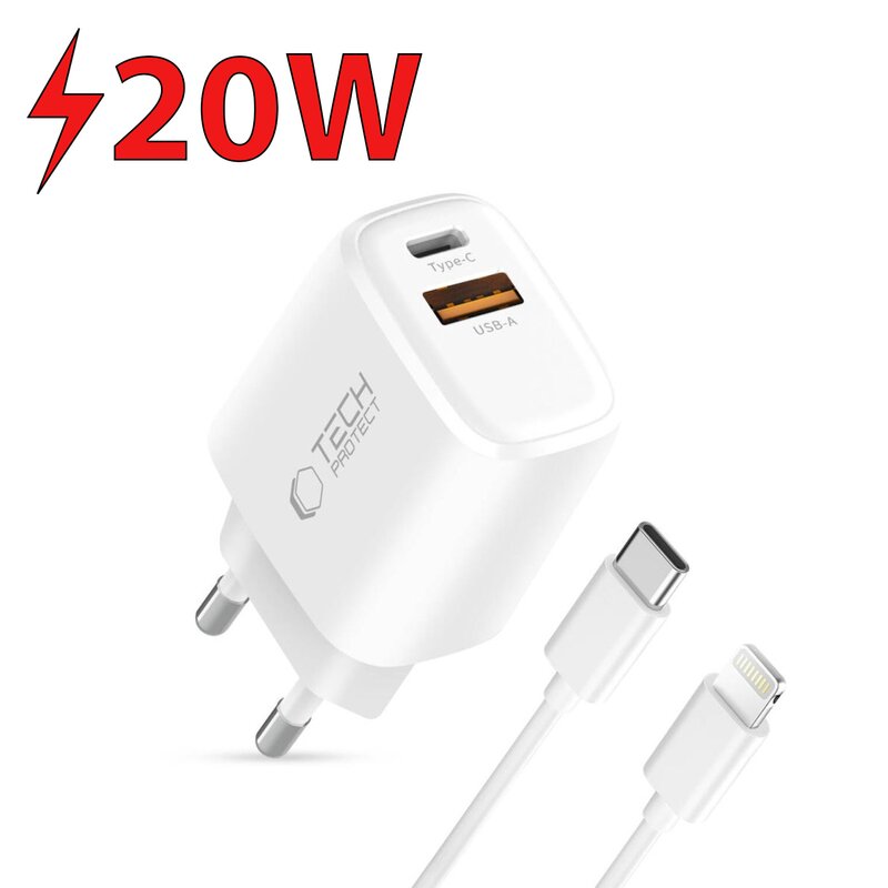Ładowarka sieciowa TECH-PROTECT NCA20 PD 20W/QC3.0 Biały