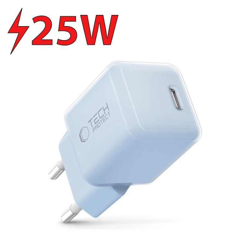 Ładowarka sieciowa TECH-PROTECT NCM25 PD 25W Jasnoniebieski ładowarka do telefonu USB-C