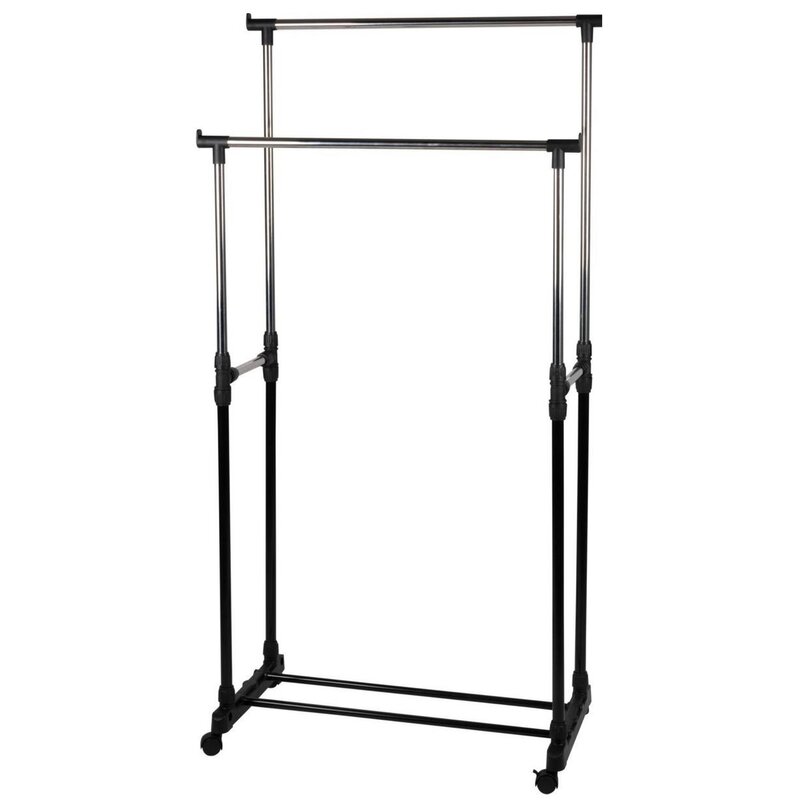 Wieszak ALPINA 75 x 42 x 93 - 158 cm Czarno-srebrny