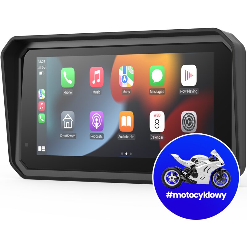 Tablet motocyklowy NEXADIO MB100 Bezprzewodowy CarPlay Czarny