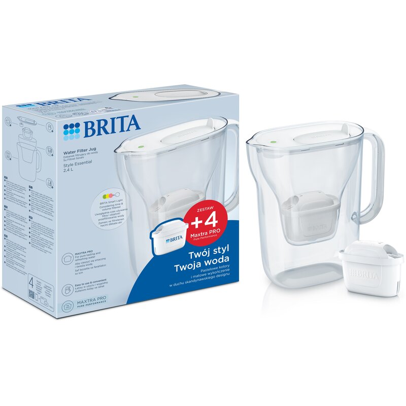 Dzbanek filtrujący BRITA Style Essential Biały + 4 x Wkład Maxtra Pro Pure Performance