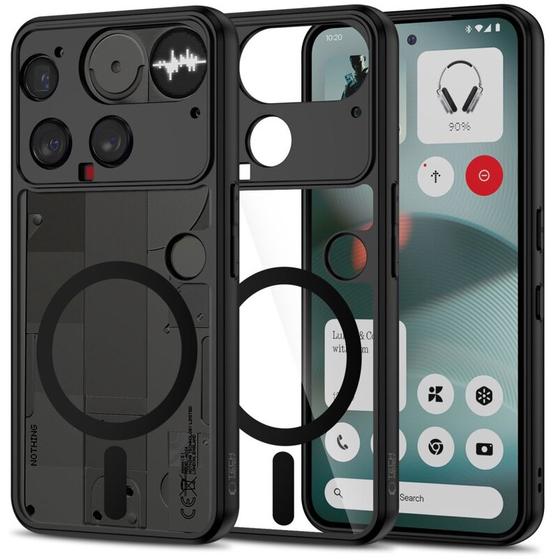 Etui TECH-PROTECT MagMat MagSafe do Nothing Phone 3 Przezroczysty-czarny