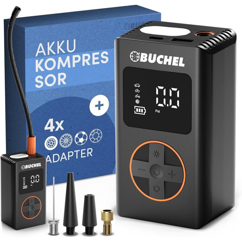 Pompka rowerowa elektryczna BÜCHEL z funkcją powerbank 62410400 z manometrem