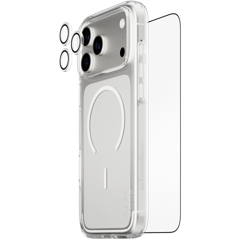 Etui PANZERGLASS Care Flagship Urban Explorer MagSafe 3w1 do Apple iPhone 17 Pro Max Przezroczysty + szkło hartowane + osłona obiektywu