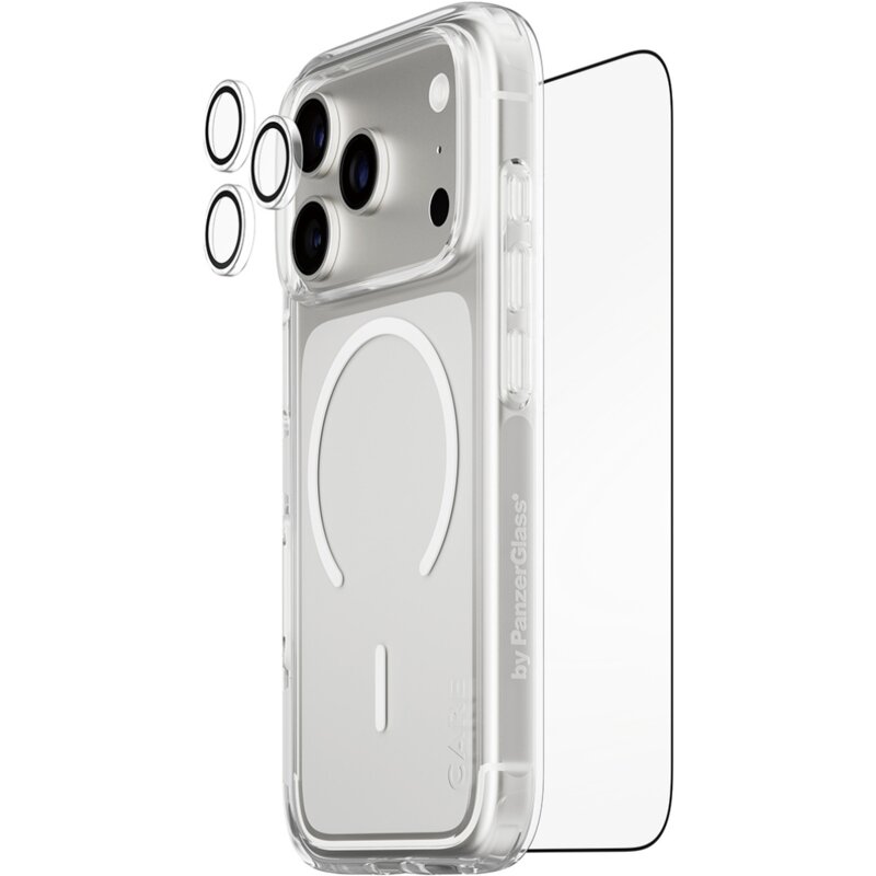 Etui PANZERGLASS Care Flagship Urban Explorer MagSafe 3w1 do Apple iPhone 17 Pro Przezroczysty + szkło hartowane + osłona obiektywu