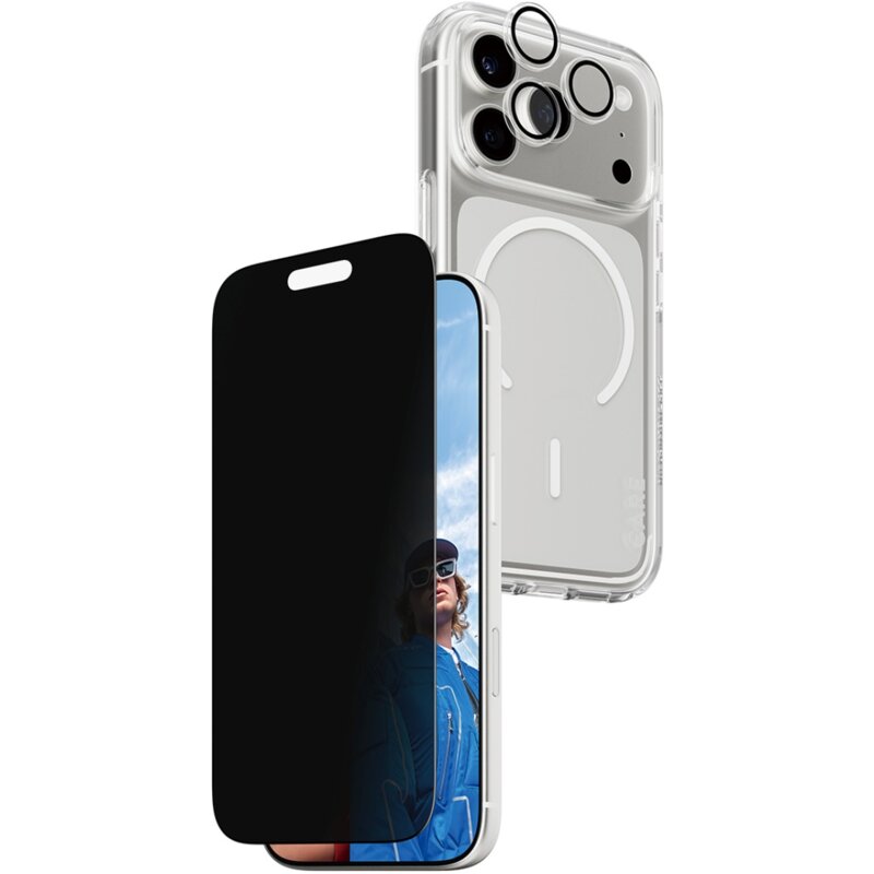 Etui PANZERGLASS Care Flagship Privacy MagSafe 3w1 do Apple iPhone 17 Pro Przezroczysty + szkło prywatyzujące + osłona obiektywu