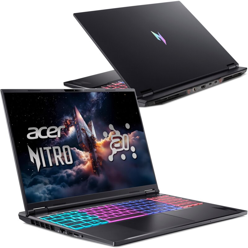 Acer Nitro 16 AI AN16-61 16" 180Hz Ryzen AI 7 350 16GB RAM 1TB Dysk SSD RTX5070Ti DLSS4 Czarny Funkcje AI