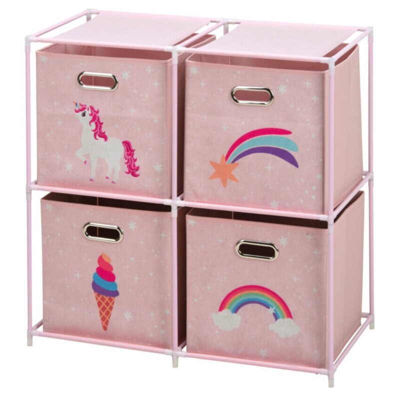 Regał z 4 szufladami STORAGE SOLUTIONS Jednorożec 68 x 35 x 70 cm Różowy