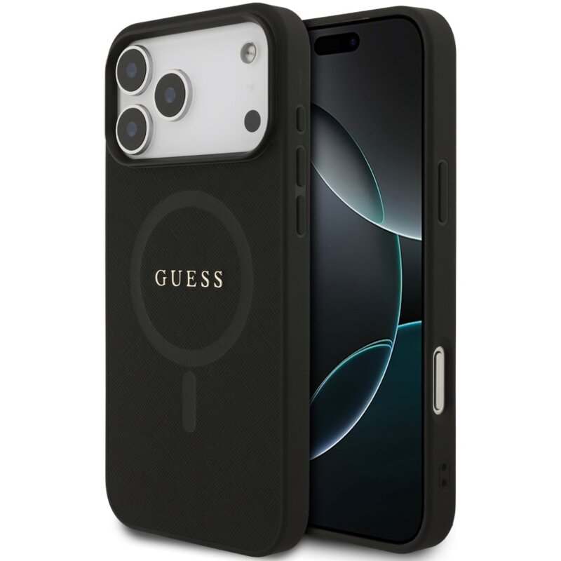 Guess Saffiano Classic Logo MagSafe do iPhone 17 Pro Max czarny