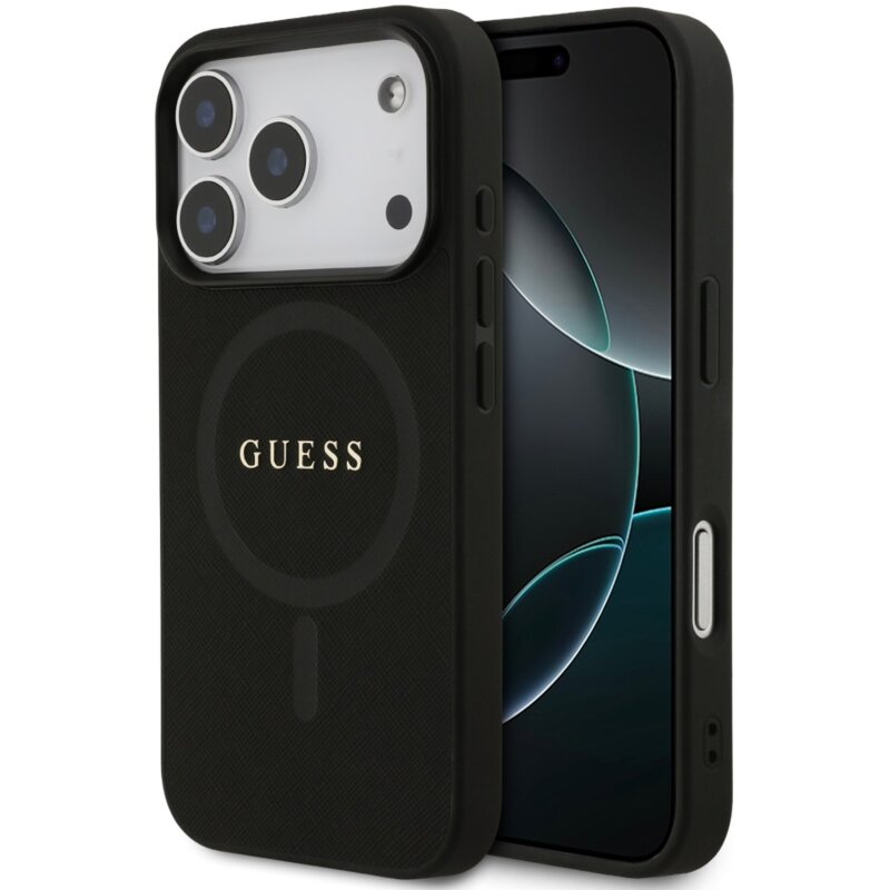 Guess Saffiano Classic Logo MagSafe do iPhone 17 Pro czarny