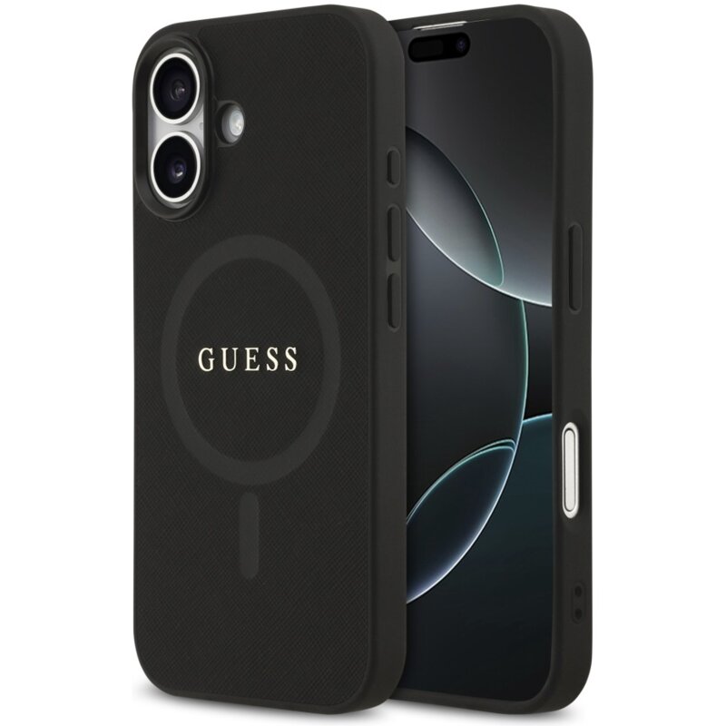 Guess Saffiano Classic Logo MagSafe do iPhone 17 czarny
