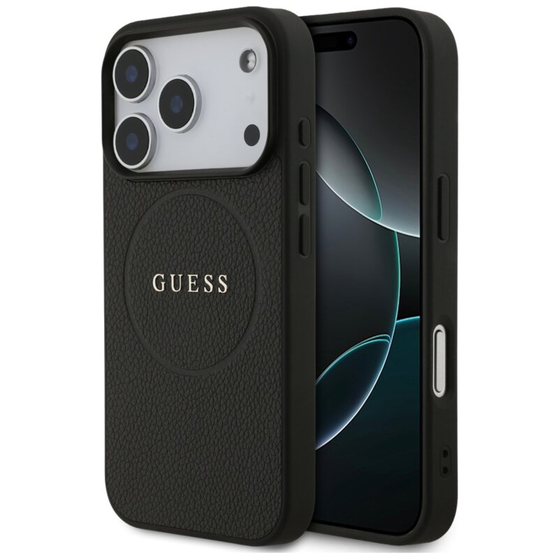 Guess Grained Ring MagSafe do iPhone 17 Pro czarny