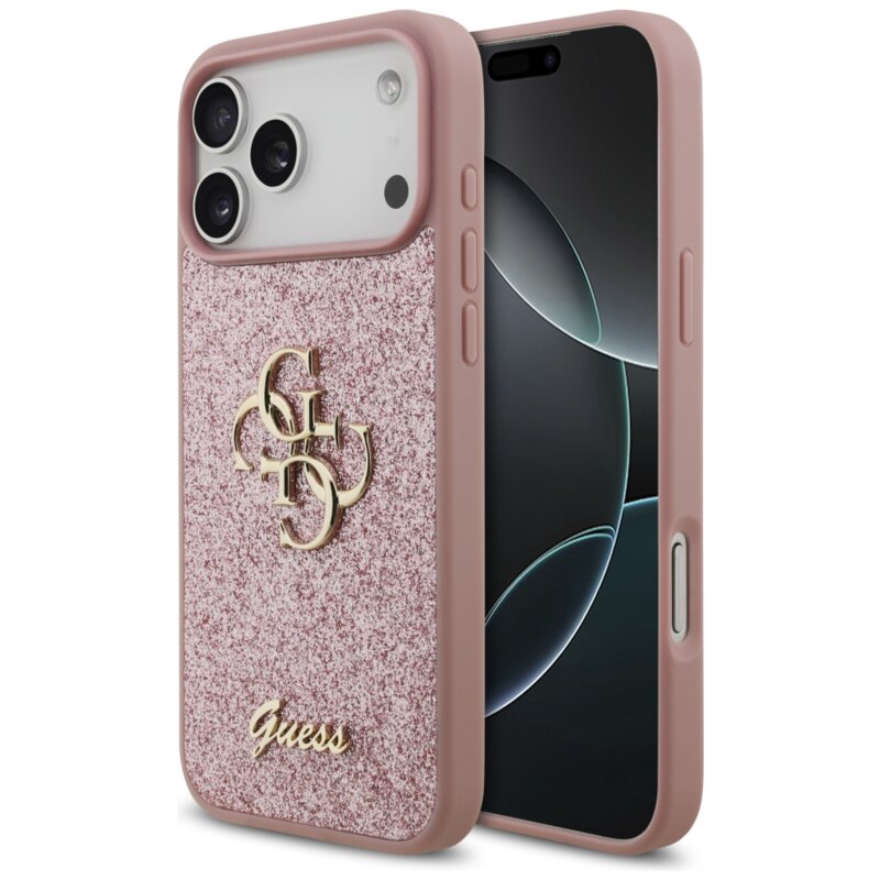 Etui GUESS Fixed Glitter Big 4G do Apple iPhone 17 Pro Max Różowy
