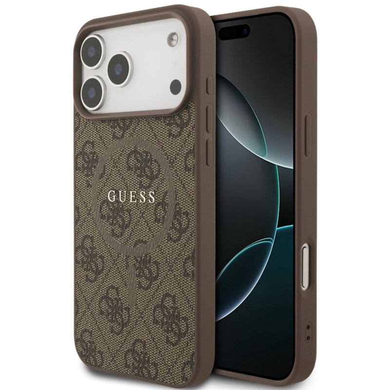 Guess 4G Ring Classic Logo MagSafe do iPhone 17 Pro Max brązowy