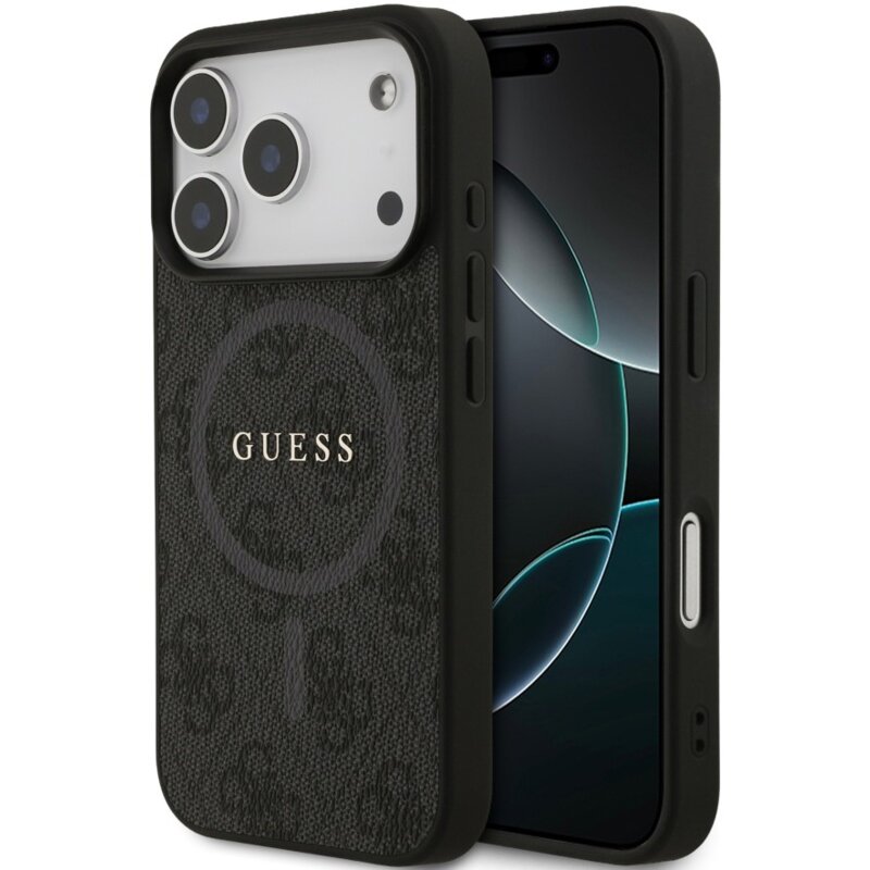 Guess 4G Ring Classic Logo MagSafe do iPhone 17 Pro czarny