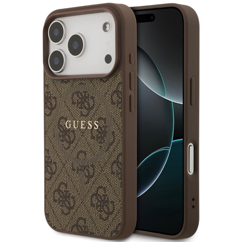 Guess 4G Ring Classic Logo MagSafe do iPhone 17 Pro brązowy