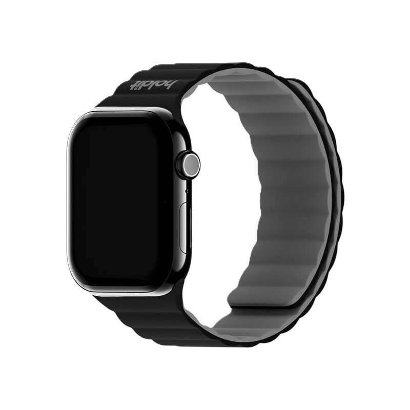Pasek HOLDIT Silicone do Apple Watch do koperty 44/45/46/49 mm Czarno-szary