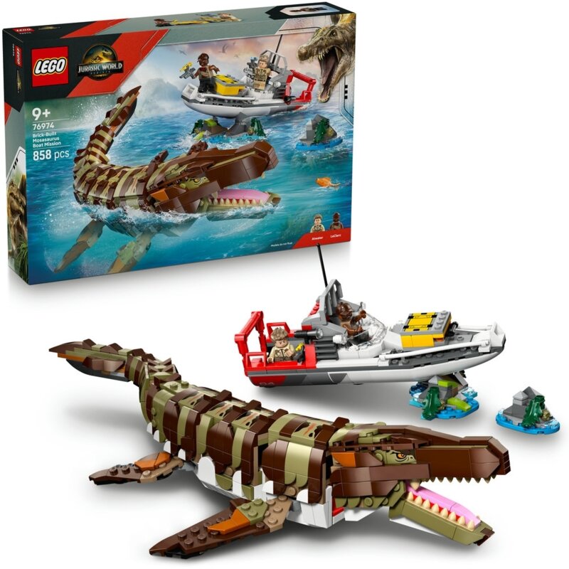 LEGO 76974 Jurassic World Misja na łodzi i model mozazaura