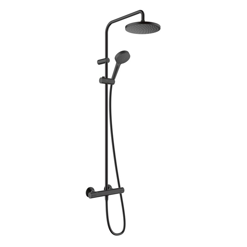 Zestaw prysznicowy natynkowy HANSGROHE Vernis Blend 26089670 z deszczownicą Czarny mat
