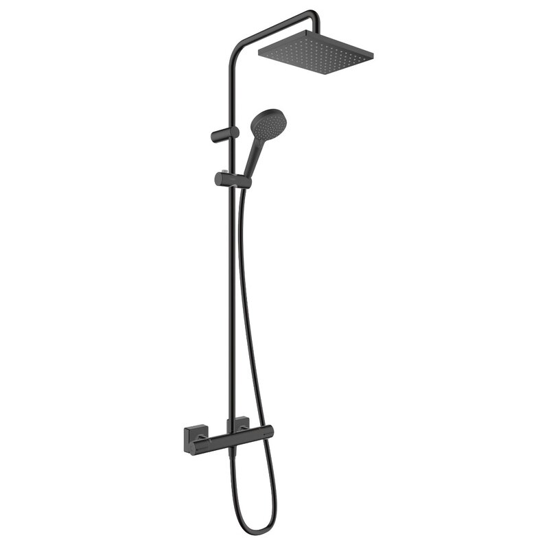 Zestaw prysznicowy natynkowy HANSGROHE Vernis Shape 26286670 z deszczownicą Czarny mat